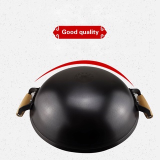 ♛△Cast Iron double ear Pot Round Bottom Big Iron Pot Uncoated Non stick Wok Casserole selected kitchen cooking pot Korea