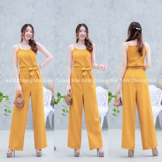 hbstation.shop เสื้อผ้าแฟชั่น Jumpsuit สีเหลือง พร้อมส่ง