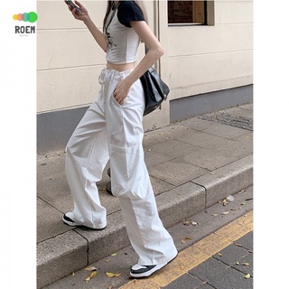 NINI [new summer product] straight vertical summer casual pants new high waist loose small long pants Korean style womens overalls wide leg slimming pants