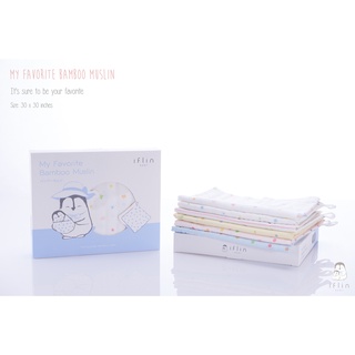 Iflin Baby - My Favorite Bamboo Muslin ผ้าอ้อมใยไผ่ ขนาด 30×30 นิ้ว มี 4 ผืน / กล่อง