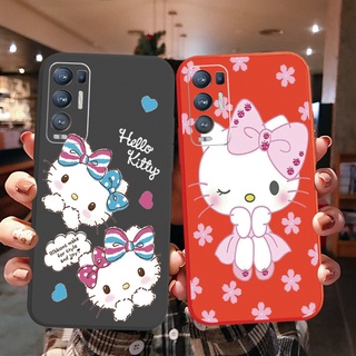 เคสโทรศัพท์มือถือ ขอบสี่เหลี่ยม ลายเฮลโลคิตตี้ สําหรับ OPPO Reno6 Z 5G Reno 5 Pro 4 4G 3 Reno2 Z F