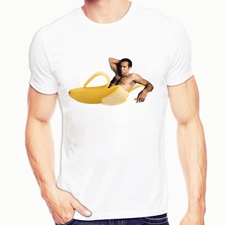 เสื้อยืดผ้าฝ้ายพิมพ์ลายคลาสสิก เสื้อยืดแขนสั้น พิมพ์ลายกล้วย Nicolas Cage In A Banana สีขาว แบบสร้างสรรค์ เหมาะกับฤดูร้อ