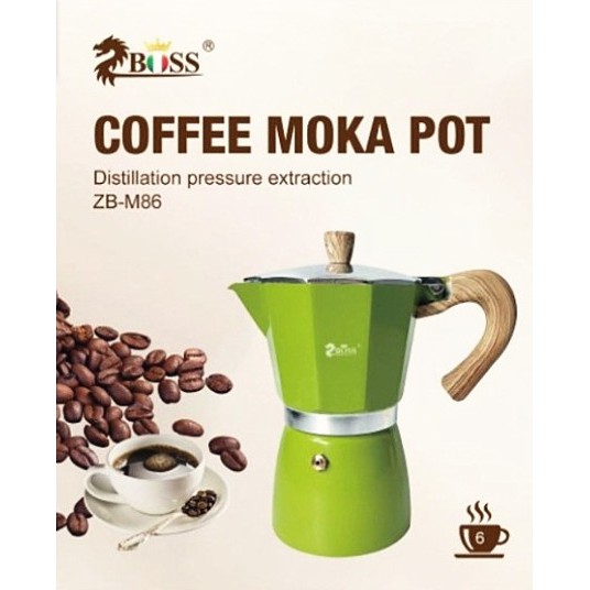 ZBOSS Moka pot 6Cup  สีเขียว/ สีเหลือง /สีแดง หม้อต้มกาแฟเอสเพรสโซ่**พร้อมส่ง**