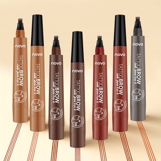 NOVO tattoo brow NO.5247 ปากกาเขียนคิ้วแทททู (พร้อมส่งจากไทย) กันน้ำ หัวแปรง 4 แฉก