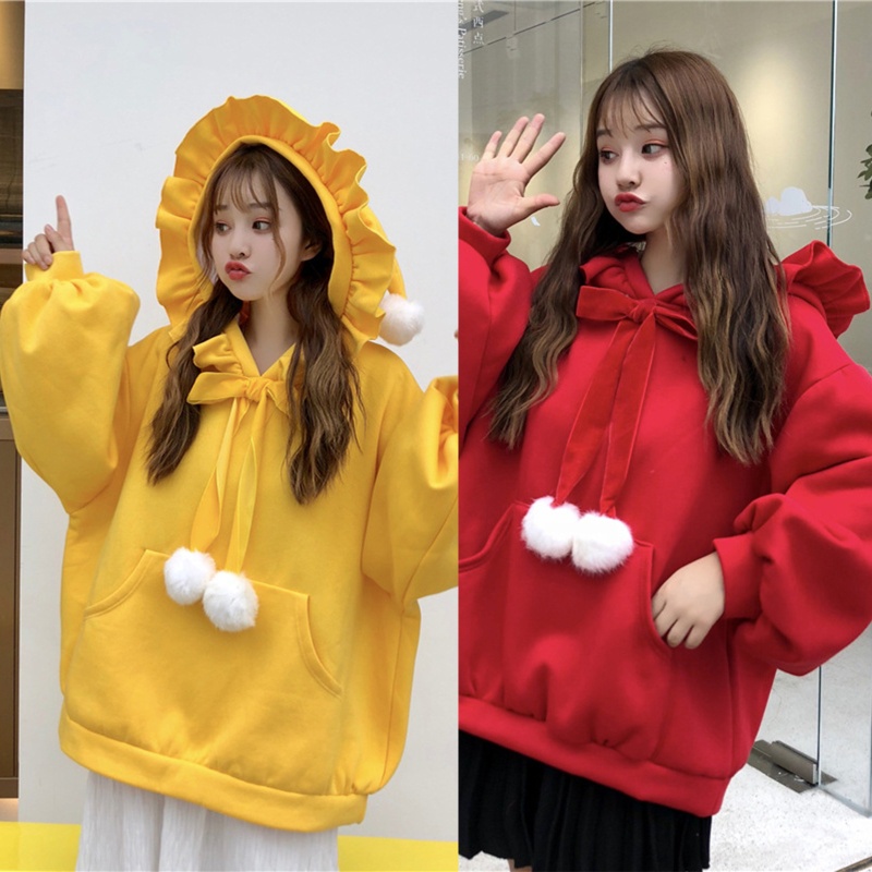 Well Fuzzy Pullover Tops Sweet Christmas Hat Hoodies with Front Pocket Outwear Coat