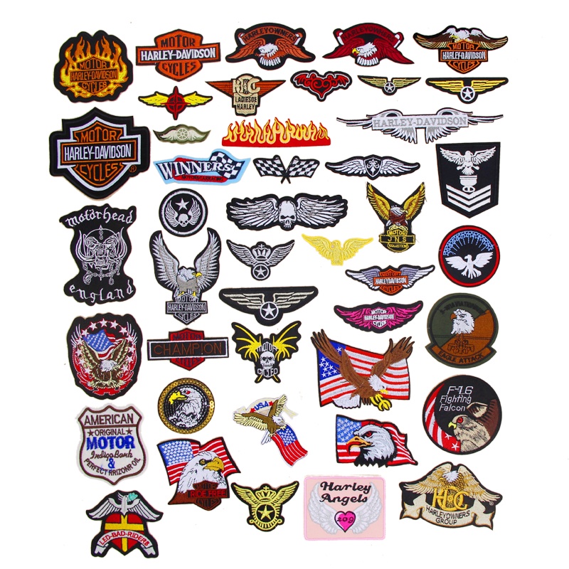 Rider รถจักรยานยนต์ Harley Eagle ลายสก๊อตธงองค์ประกอบเย็บปักถักร้อยผ้า Patch เสื้อผ้า Badge Armband กางเกง Patch Decal กาวสามารถรีดมือ-Sewn diy วัสดุเคสโทรศัพท์ตกแต่งโรงแรมผ้าปูโต๊ะบุหรี่ Ho