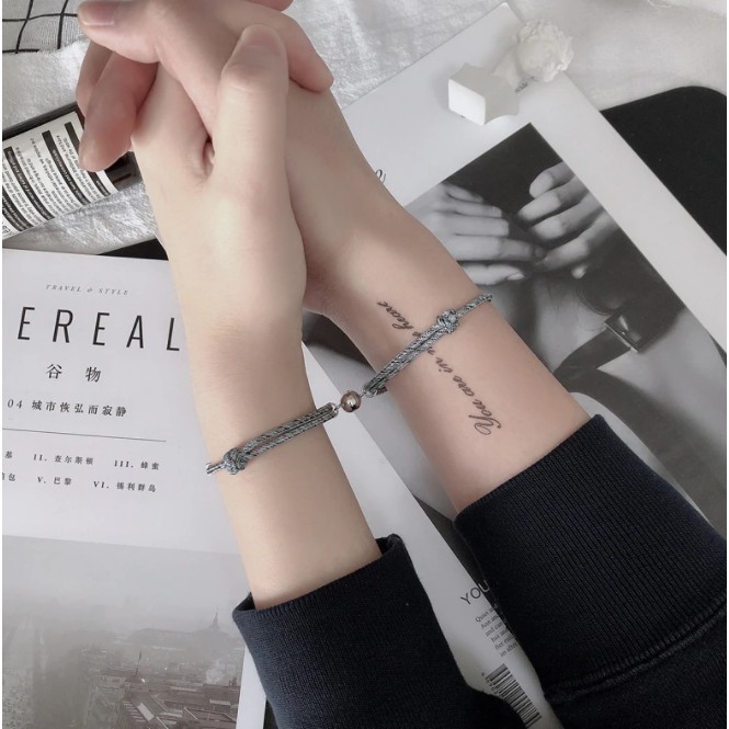 2ชิ้น/เซ็ตแม่เหล็กสร้อยข้อมือคู่จี้คู่แฟนภรรยาของขวัญสร้อยข้อมือเพื่อนที่ดีที่สุด LDR สร้อยคอ