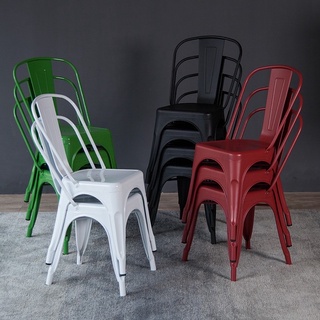 MeStyle เก้าอี้บาร์ เก้าอี้เหล็ก มีหลายแบบ มีพนักพิง วางซ้อนได้ Tolix Chair 46x44x85cm A009/A010/A014/A015/A016