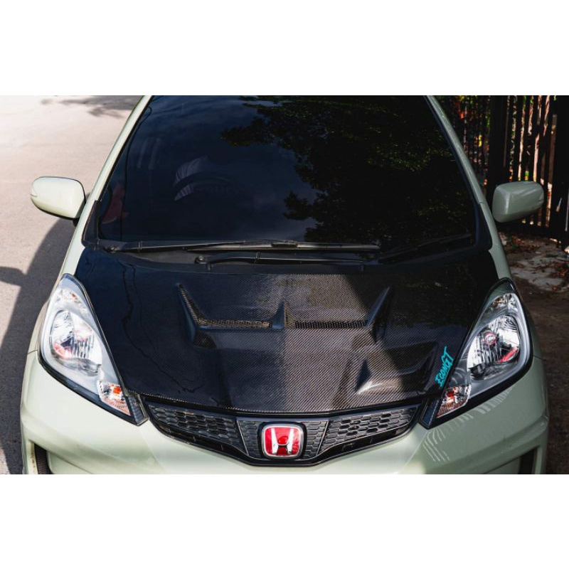 ฝากระโปรง Econ GT ฝากระโปรงคาร์บอน ไฟเบอร์ เพียวคาร์บอน เคฟล่า Honda Jazz GD GE GK ฝาเจาะ ฝาเรียบ ฝา