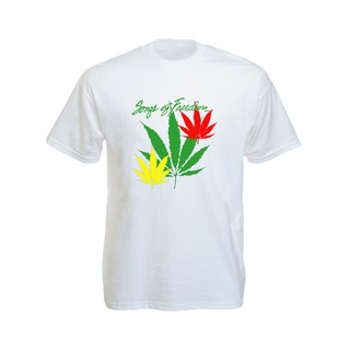 เสื้อยืดราสต้าTee-Shirt Songs of Freedom Green Yellow Red Leaves Short Sleeves เสื้อยืดสีขาว/สีดำ ลาย3 สี Songs of Fre