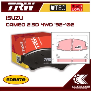 ผ้าเบรคหน้า TRW สำหรับ ISUZU CAMEO 2.5D 4WD 92-02 (GDB870)