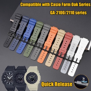 สายนาฬิกาข้อมือ สายยาง TPU สเตนเลส 16 มม. ปลดเร็ว สําหรับ Casio G-SHOCK GA-2100 2110 DW-5600 GW-6900