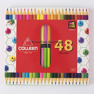 Colleen ดินสอสีไม้ คลอรีน 2 หัว 24 แท่ง 48 สี  รุ่น787 สีธรรมดา+นีออน(สะท้อนแสง)