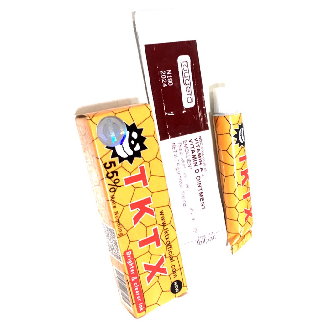 TKTX 55% สีเหลือง (1หลอด) ย า ชาสัก ใช้ดีจริง👍 รับประกันคุณภาพ แถมครีมบำรุงหลังสัก ใช้สักลาย สักคิ้ว สักปาก สักฝ่ามือ