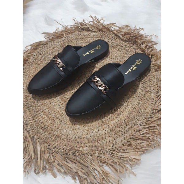 IRENE GREY, BLACK & MOCCA HEELS 1CM รองเท้าแตะผู้หญิงขนาดใหญ่