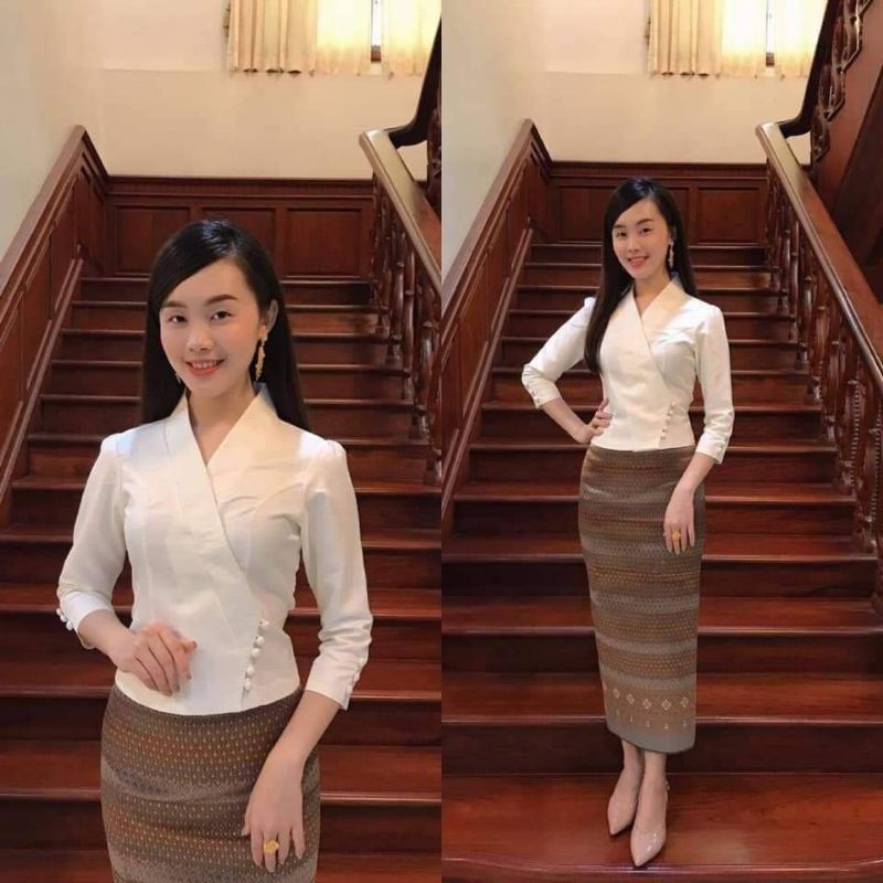 เสื้อไหมราคาถูกอัดผ้ากาวอย่างดีตัดเย็บประณีตมีหลายแบบหลายสีให้เลือกนำเข้าจากเวียงจันทร์