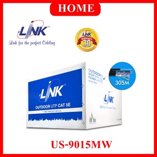 LINK สาย UTP CAT5E Drop wire + Power Wire รุ่น US-9015MW (350 MHz) มีสลิงและสายไฟ ยาว 305 เมตร ทองแดงแท้ 100%