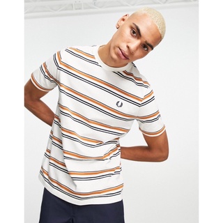 Fred Perry Fine Stripe T-Shirt in Cream