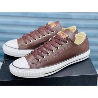 🚩 [พร้อมส่ง]  All Star Leather Ox Brown สีน้ำตาล(หนัง) สินค้าพร้อมกล่อง มีเก็บปลายทาง