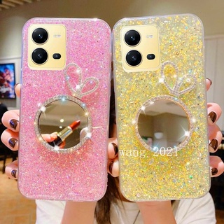 In Stock 2022 New Phone Case VIVO Y16 V25 V25e 5G Y35 2022 Y22 Y22s เคส Casing with Diamond Makeup Mirror Fashion Silicone High Flash Soft Case เคสโทรศัพท