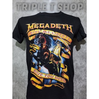 เสื้อยืดคอกลม สกรีนลายวง MEGADETH (รหัส 177)