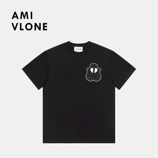 Amivlone love you series เสื้อยืดแขนสั้น พิมพ์ลายมอนสเตอร์ สีดํา สําหรับคู่รัก