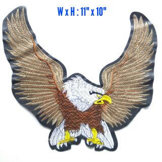 ป้ายหนังปักลายอินทรีย์ติดหลังเสื้อขนาดใหญ่ 11"*10" นิ้ว Large Eagle Upwing Biker Club Sew on patch