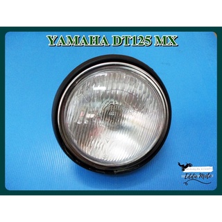 YAMAHA DT125 MX DT1HEADLIGHT HEADLAMP with "BLACK" CASE (dia. 16.5 cm.)  // ไฟหน้า จานฉาย พร้อมหน้ากาก สีดำ สินค้าคุณภาพ