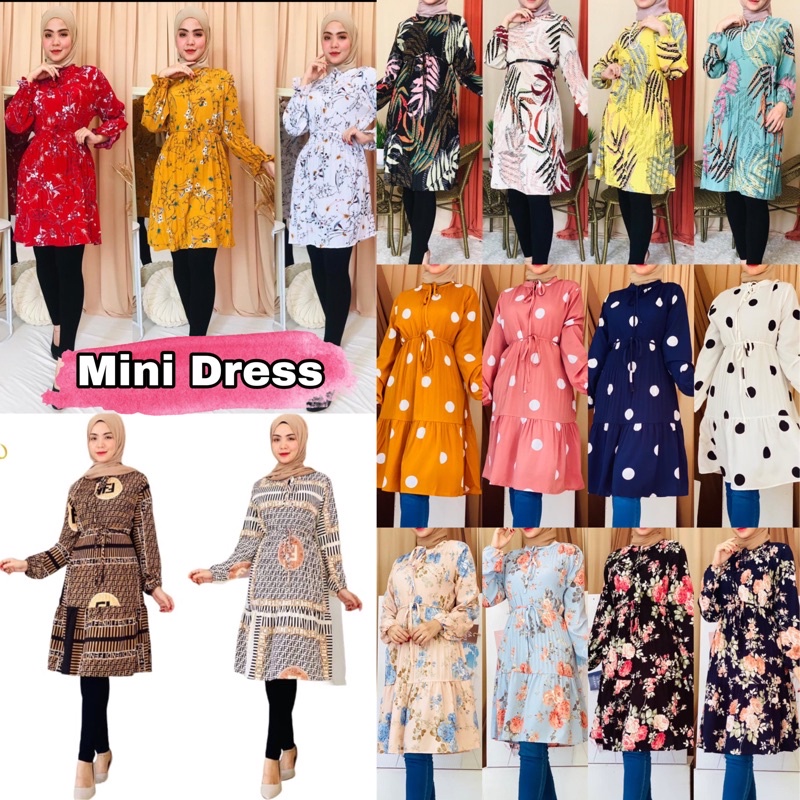 MINI DRESS MINI DRESS VIRAL, MINI DRESS FIT XL, BLOUSE LABUH, MINI DRESS PLETED, MUSLIMAH FASHION
