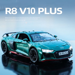 โมเดลรถยนต์ Audi R8 V10 Plus สเกล 1:24 ของเล่นสําหรับเด็กผู้ชาย ของขวัญวันเกิด