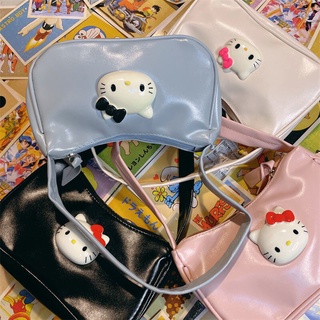 Cute Sweet Girly Handbag Hello KT Cat Series Diy Armpit Bag Lolita Pink Shoulder Bag Kawaii Cartoon Anime Bag Women Handbag