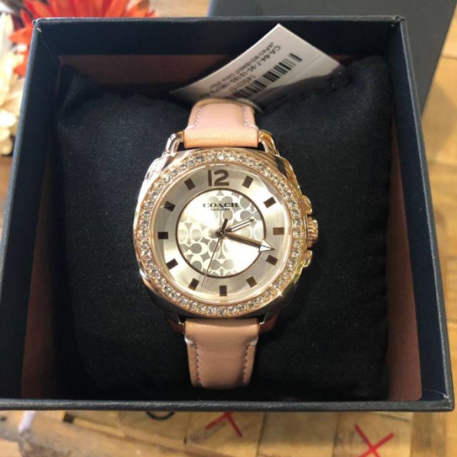 นาฬิกาข้อมือ COACH  14503151 MINI BOYFRIEND PINK LEATHER ROSE GOLD CASE WOMEN'S WATCH
