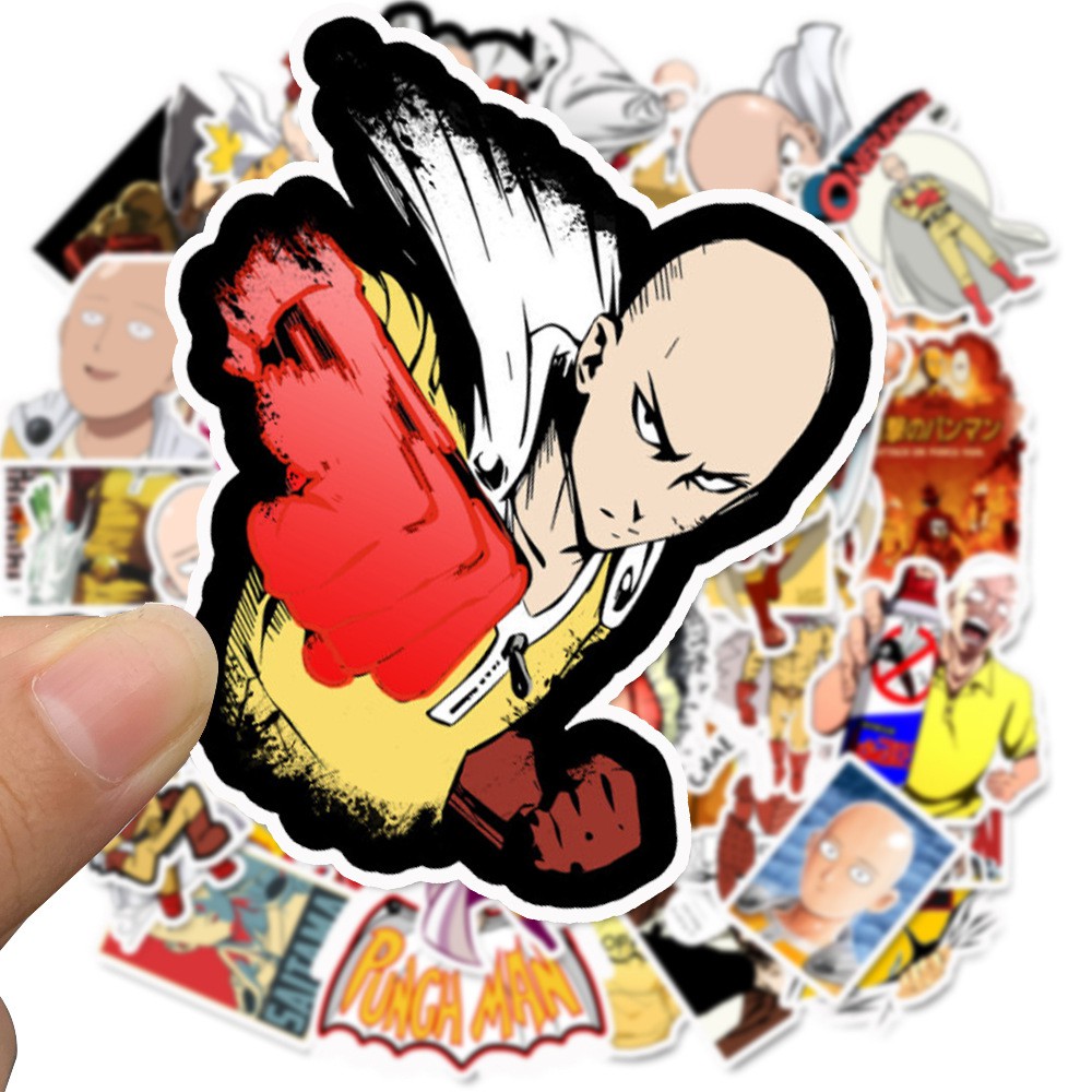 สติ๊กเกอร์วันพันช์แมน วันพันช์แมน สติ๊กเกอร์ one punch man sticker sitama ไซตามะ (4-7cm/49ชิ้น)