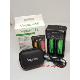 vapcell ชุดเครื่องชาร์จพร้อมถ่าน(Vapcell U2+ถ่านชาร์จINR18650 3500mAh F35 2ก้อน)ของแท้เช็คโค๊ตได้