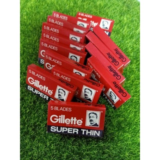 ใบมีดโกน 2 คม ยิลเลต Gilette Super Thin, Super stainless กล่อง 5 ใบ กล่องละ 29 บาท