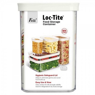 กล่องอาหารเหลี่ยมสูง LOC-TITE ไซส์ M 2.2 ลิตร สีขาว  FOOD CONTAINER SQUARE LOC-TITE M 2.2L WHITE