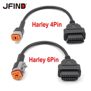 สายเคเบิลต่อขยาย OBD Harley 4Pin 6Pin เป็น 16 Pin OBDII ELM327 สําหรับรถจักรยานยนต์ Harley 6 Pin หรือ 4 Pin