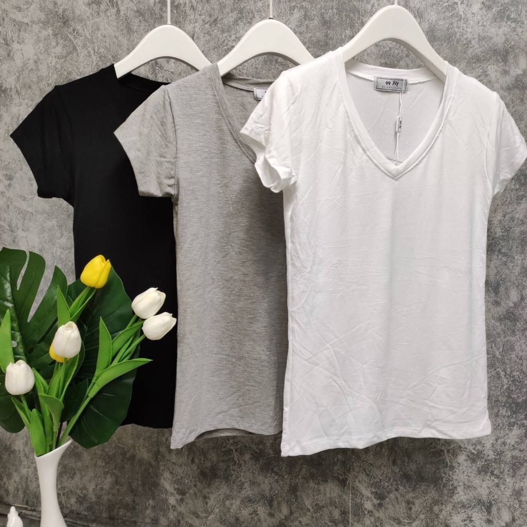 เสื้อคอวีงานป้าย99M เนื้อผ้าเรย่อนผ้าดีมีน้ำหนักซักแล้วไม่เป็นขุยขนาดฟรีไซร้อก32-38มีบริการเก็บปลายทาง