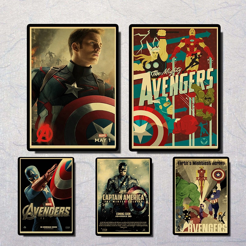 โปสเตอร์ภาพยนตร์มาร์เวล The Avengers คุณภาพสูง สําหรับห้องนั่งเล่น ห้องเด็ก
