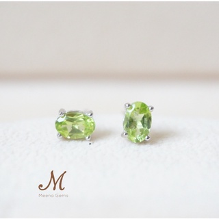 Meena Gems ต่างหูพลอยแท้พอริดอท ตัวเรือนเงินแท้ พลอยแท้เสริมดวง จัดส่งฟรี ของขวัญวันเกิด พลอยประจำวัน