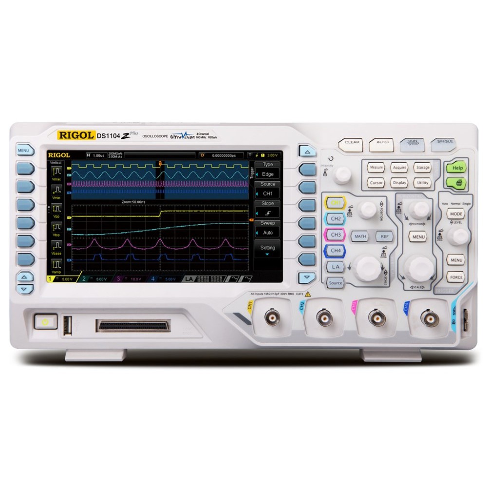 RIGOL DS1104Z Plus 100 MHz Digital Oscilloscope 4 CH และ 16 Digital CH 25 MHz Bandwidth พร้อม 2 แหล่
