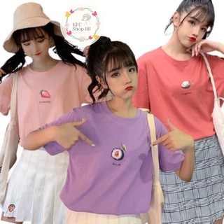 เสื้อยืด Oversize 🍉🍇🍓🍈🍍สกรีนลาย-ผลไม้- ผ้านิ่มใส่สบาย ลายคมชัดพร้อมส่ง#F001