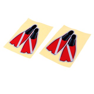 [DYNWAVE2] 2x Reflective Scuba Dive Flag Fins Flippers Sticker Decal Boat Truck Graphic