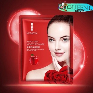 Queenly_Shop มาส์กหน้าแอปเปิ้ล Venzen Apple Skin Moisture Mask หน้าขาวกระจ่างใส ผิวเนียนนุ่ม ชุ่มชื้น NO.COS011