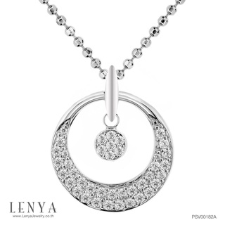 Lenya Jewelry จี้ DiamondLike รูปทรงกลมใหญ่โอบล้อมทรงกลมเล็ก เพิ่มความโดดเด่นบนตัวเรือนเงินแท้ชุบทองคำขาว