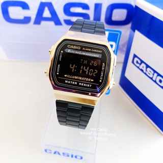 นาฬิกา CASIO ของแท้ รับประกันศูนย์ รุ่น A168WEGB-1 ดิจิตอล ดำทอง ฮิตสุด สวยสุด