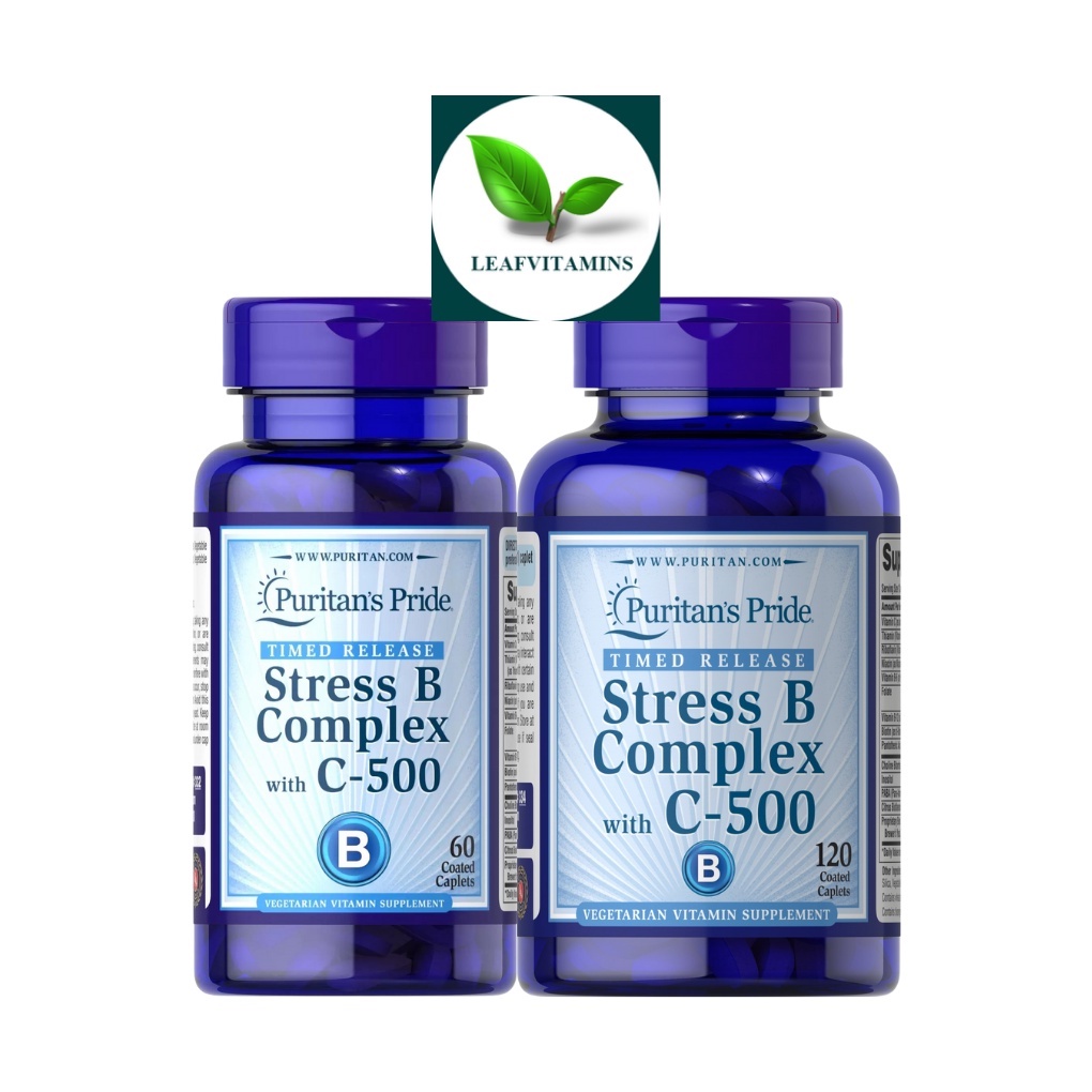 Puritan's Pride Stress Vitamin B-Complex with Vitamin C-500 Timed Release / 60, 120 Caplets