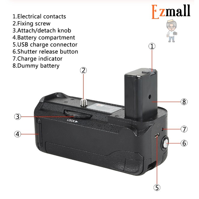 MCOPLUS Battery Grip สำหรับกล้อง Mirrorless Sony A6500