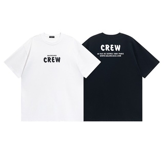 เสื้อยืดแขนสั้นลําลอง ผ้าฝ้าย พิมพ์ลายตัวอักษร CREW พลัสไซซ์ แฟชั่นคู่รัก สไตล์คลาสสิก สําหรับผู้ชาย และผู้หญิง