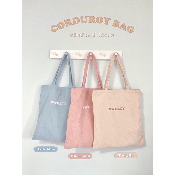 𝗖𝗼𝗿𝗱𝘂𝗿𝗼𝘆 𝗯𝗮𝗴 🧸กระเป๋าผ้าลูกฟูก  กระเป๋าผ้าลูกฟูกนุ่มๆ น่ารักมาก